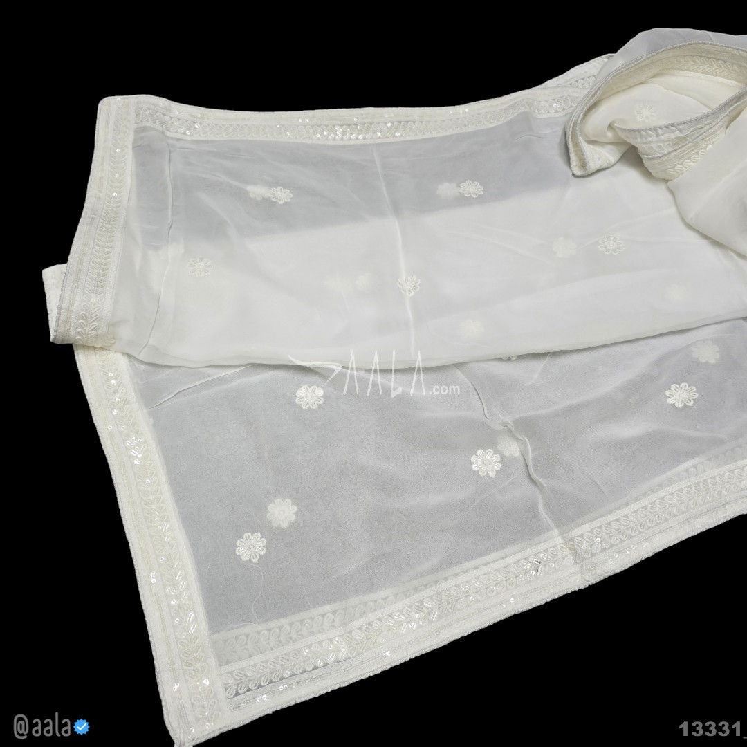 Embroidered Georgette Viscose Dupatta-40-Inches DYEABLE 2.50-Metres 