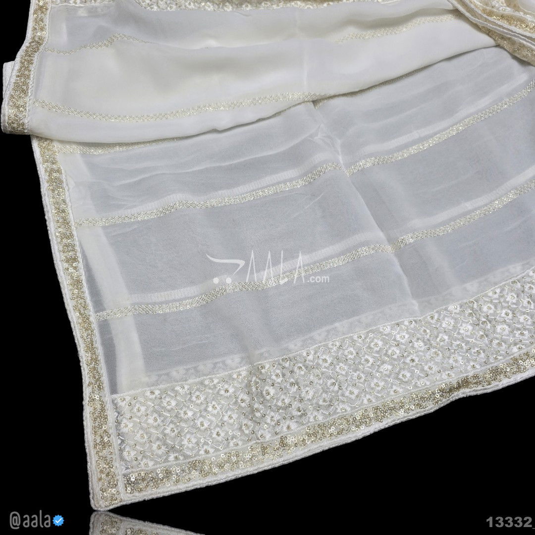 Embroidered Georgette Viscose Dupatta-40-Inches DYEABLE 2.50-Metres 