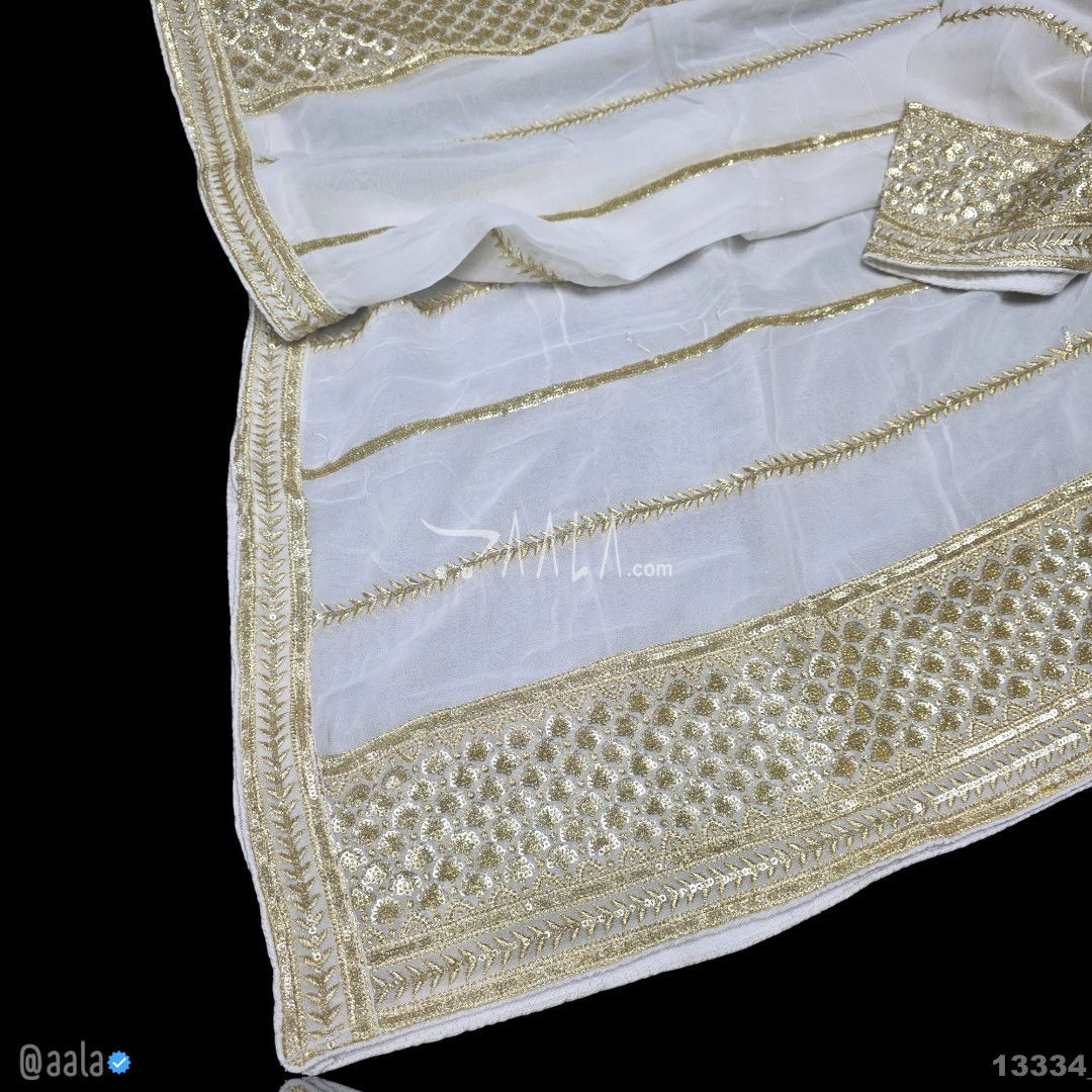Embroidered Georgette Viscose Dupatta-40-Inches DYEABLE 2.50-Metres 