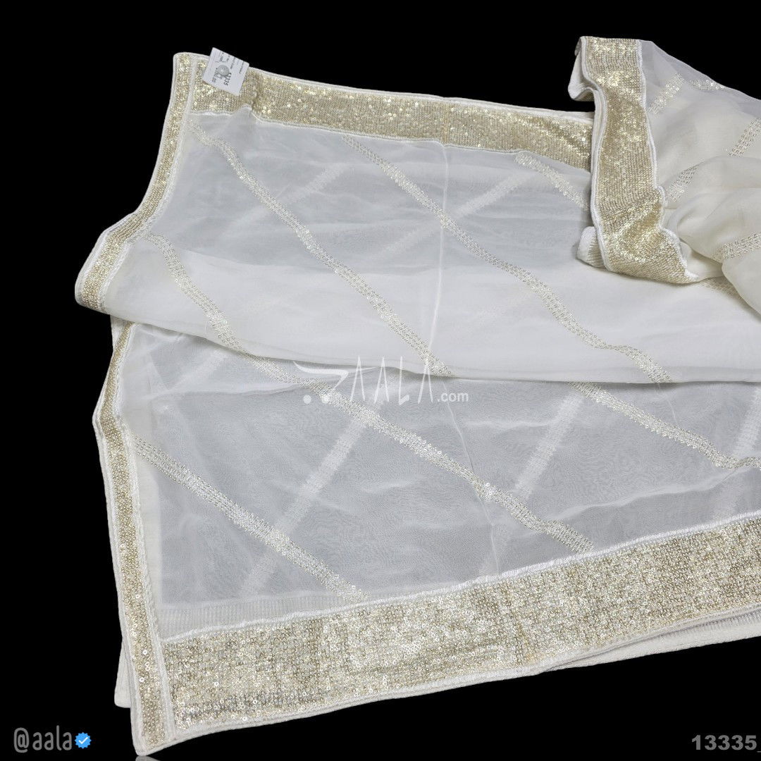 Embroidered Georgette Viscose Dupatta-40-Inches DYEABLE 2.50-Metres 