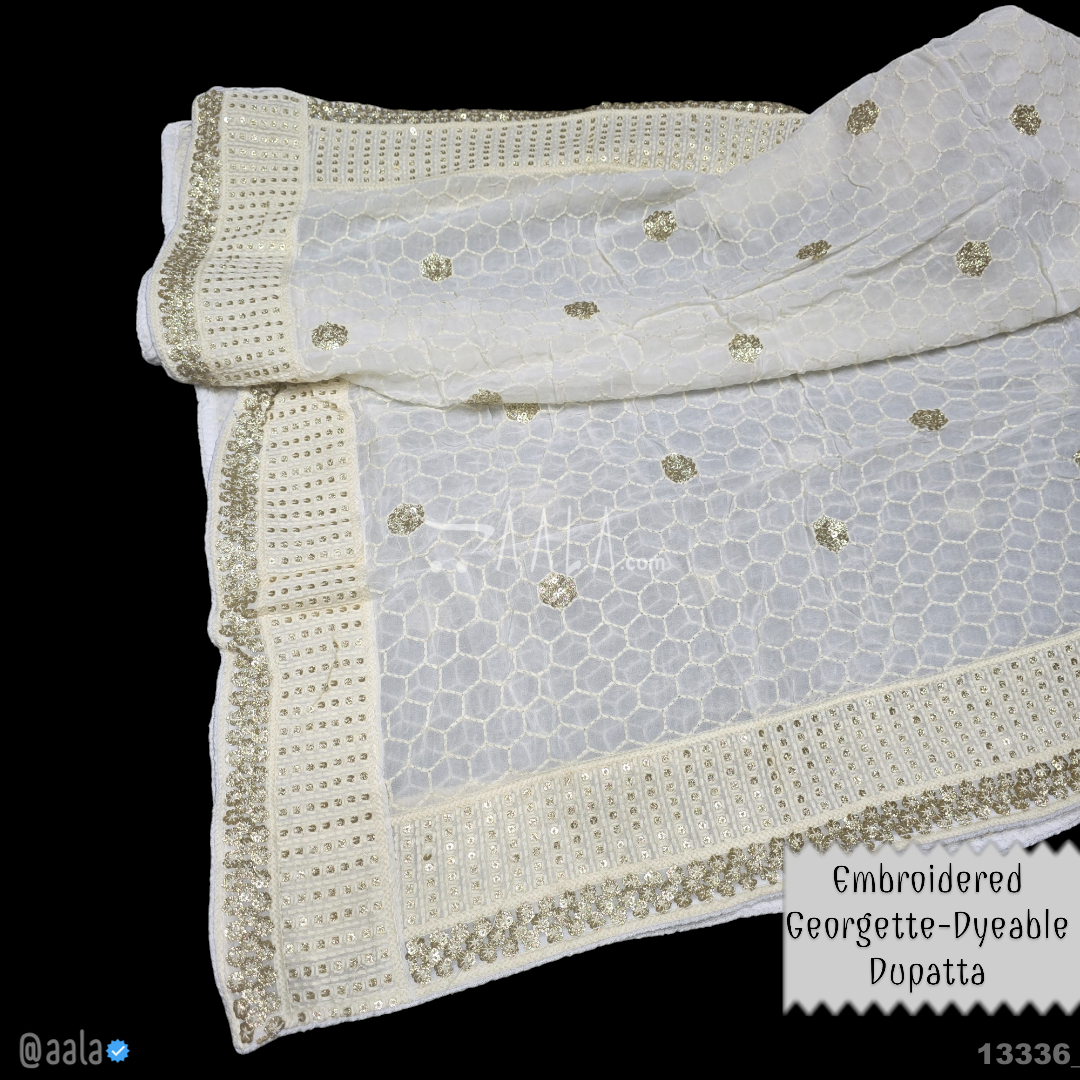 Embroidered Georgette Viscose Dupatta-40-Inches DYEABLE 2.50-Metres #13336