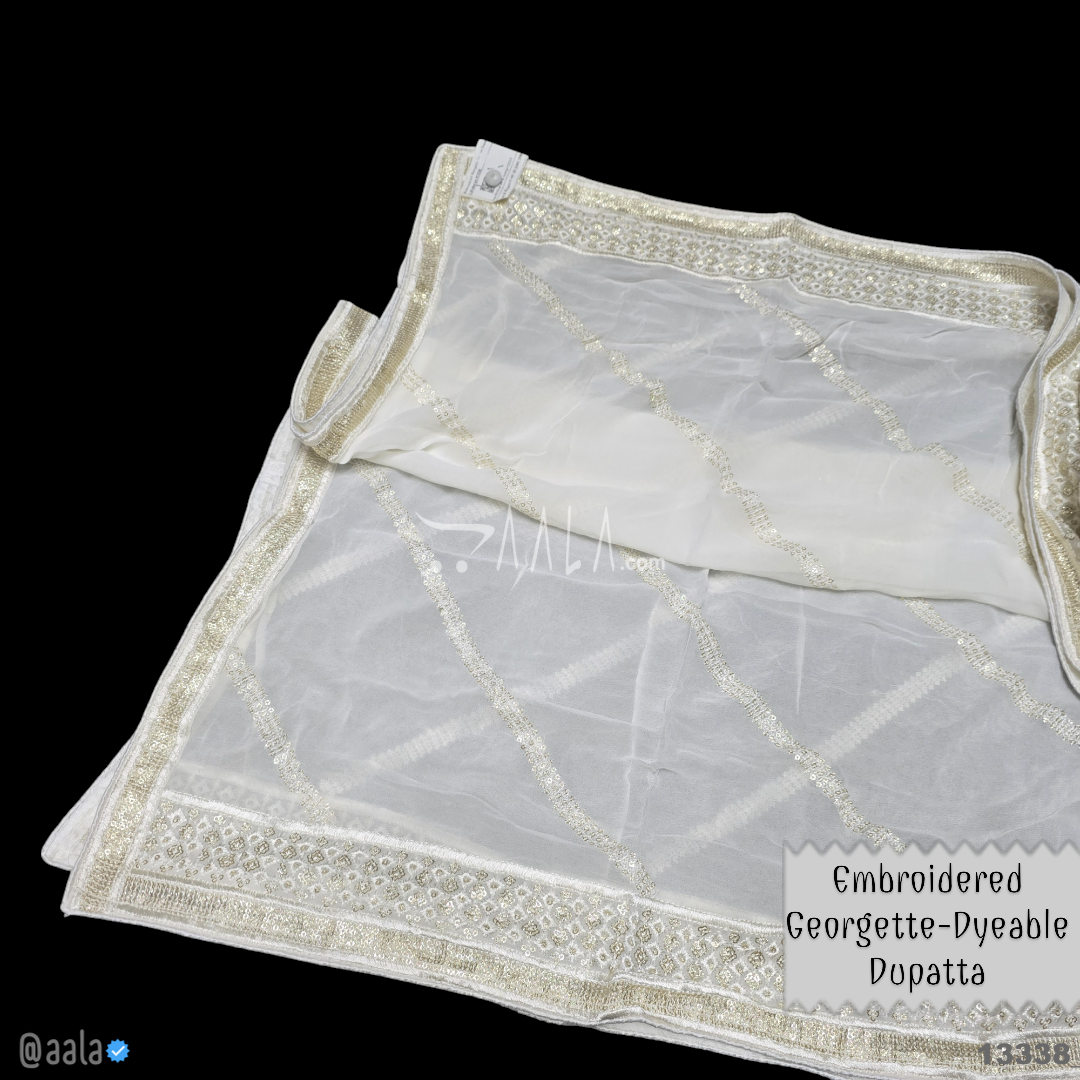 Embroidered Georgette Viscose Dupatta-40-Inches DYEABLE 2.50-Metres 