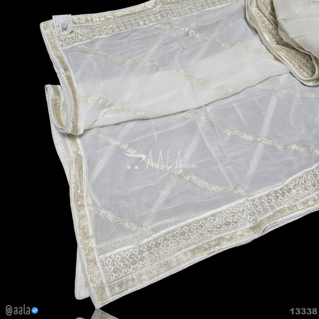 Embroidered Georgette Viscose Dupatta-40-Inches DYEABLE 2.50-Metres 