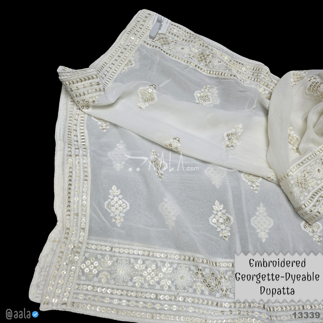 Embroidered Georgette Viscose Dupatta-40-Inches DYEABLE 2.50-Metres 