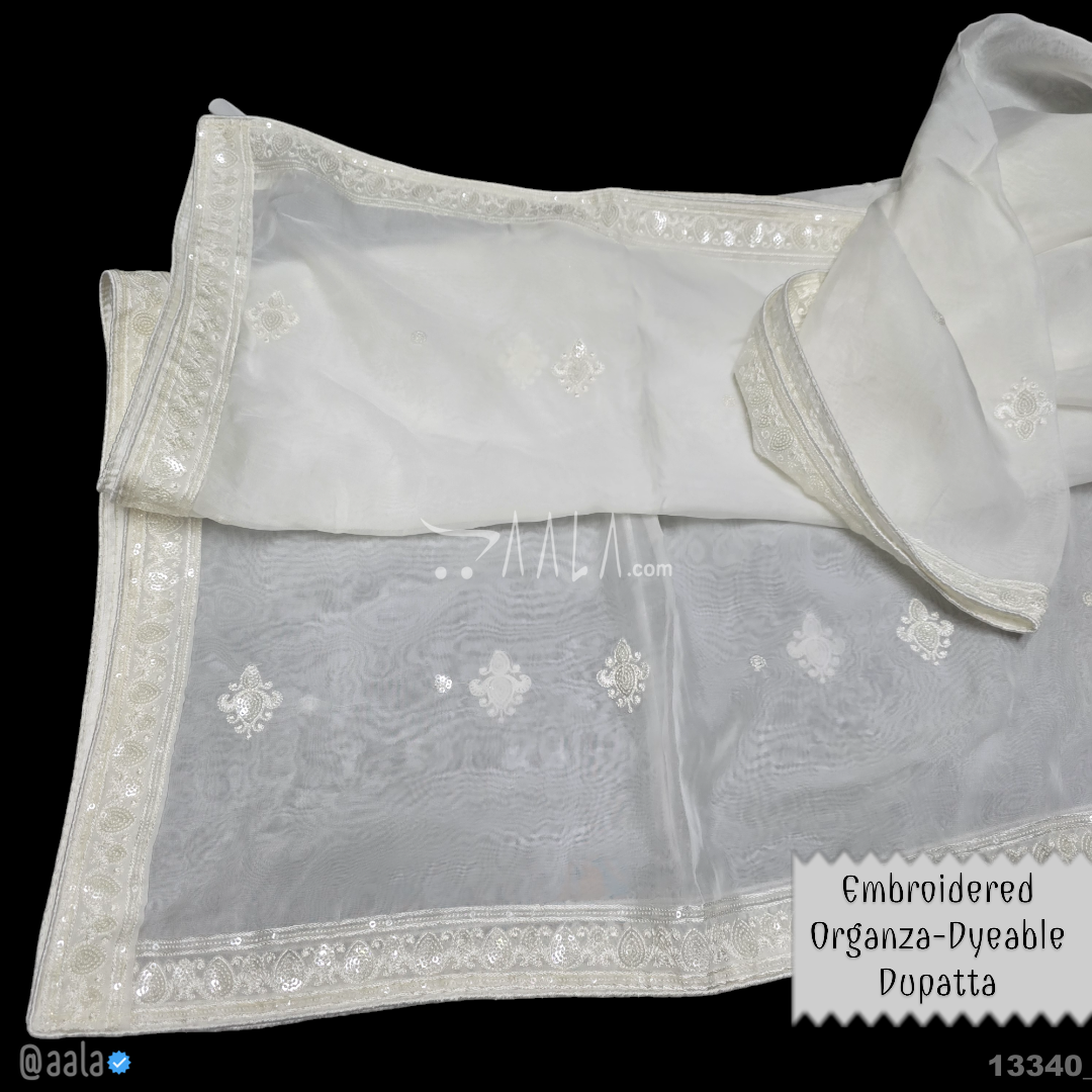 Embroidered Organza Viscose Dupatta-40-Inches DYEABLE 2.50-Metres #13340