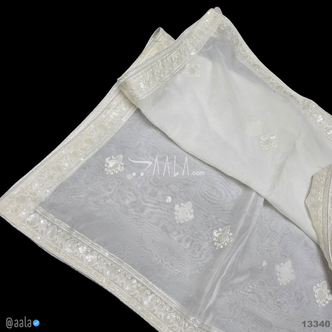 Embroidered Organza Viscose Dupatta-40-Inches DYEABLE 2.50-Metres #13340