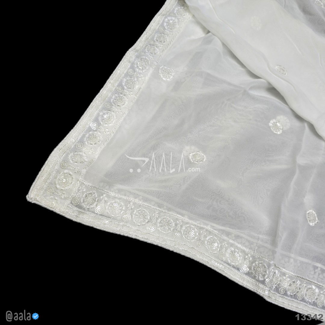 Embroidered Georgette Viscose Dupatta-40-Inches DYEABLE 2.50-Metres 