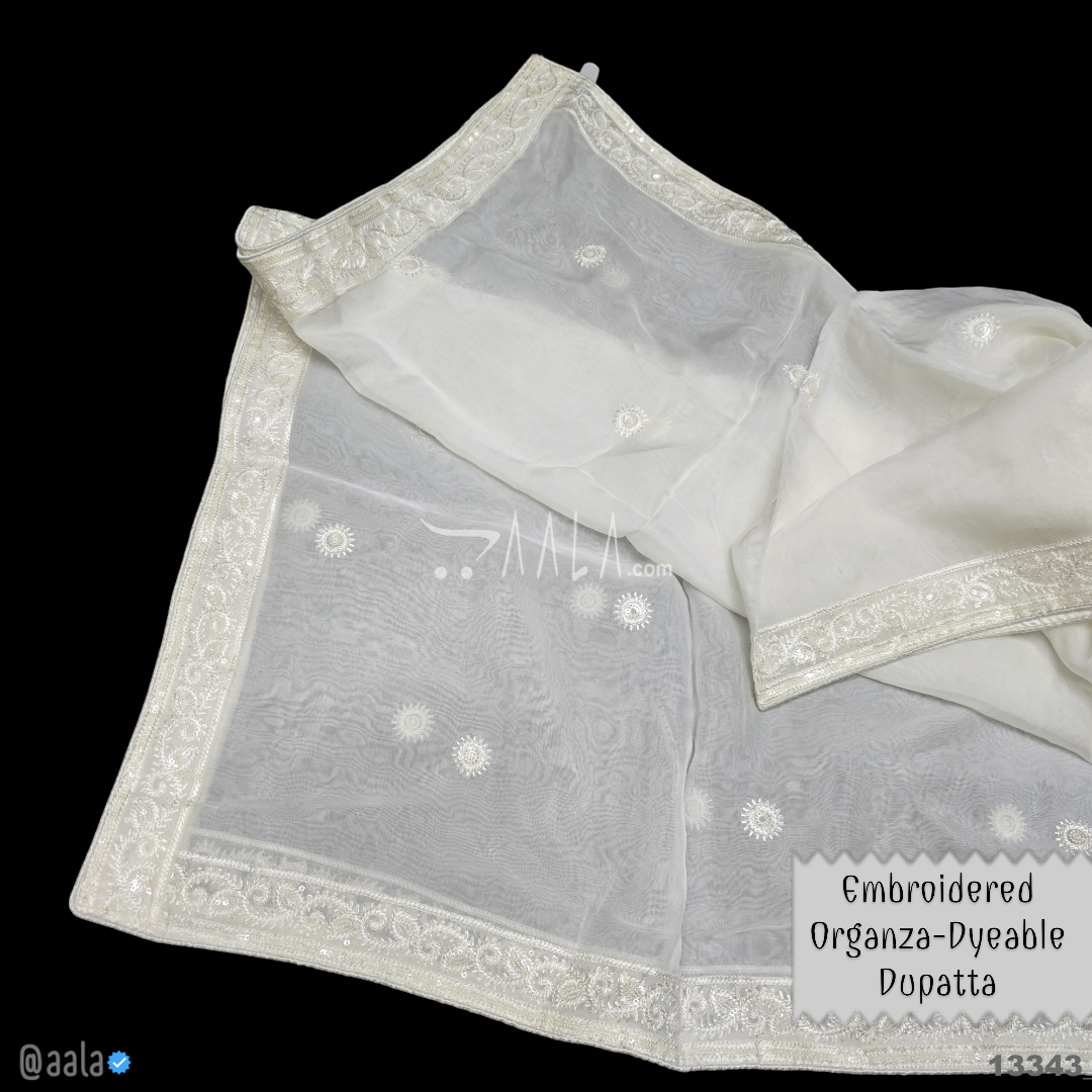 Embroidered Organza Viscose Dupatta-40-Inches DYEABLE 2.50-Metres #13343