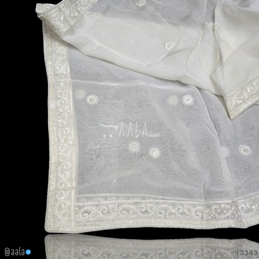 Embroidered Organza Viscose Dupatta-40-Inches DYEABLE 2.50-Metres #13343