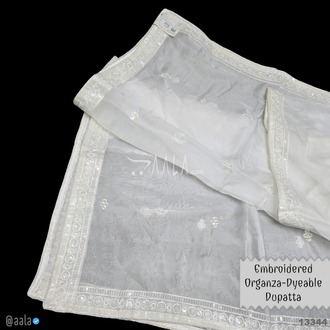 Embroidered Organza Viscose Dupatta-40-Inches DYEABLE 2.50-Metres #13344