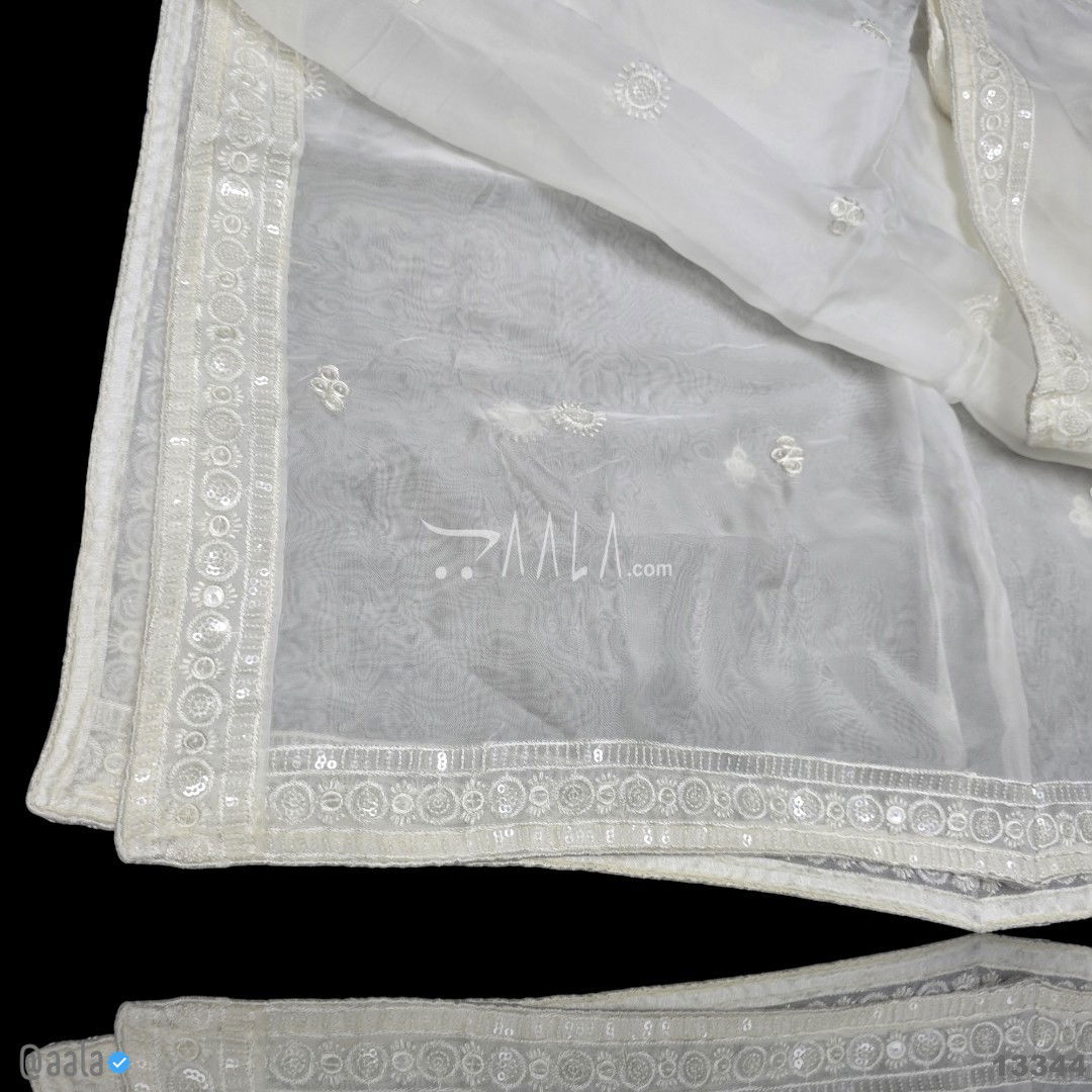 Embroidered Organza Viscose Dupatta-40-Inches DYEABLE 2.50-Metres #13344