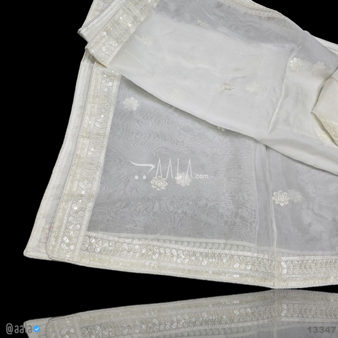 Embroidered Organza Viscose Dupatta-40-Inches DYEABLE 2.50-Metres #13347