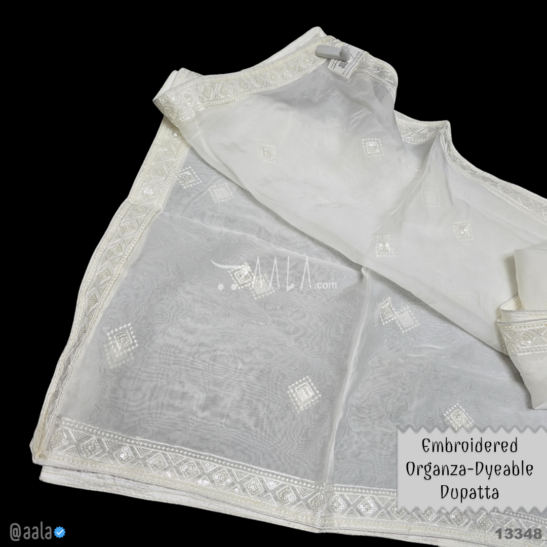 Embroidered Organza Viscose Dupatta-40-Inches DYEABLE 2.50-Metres #13348