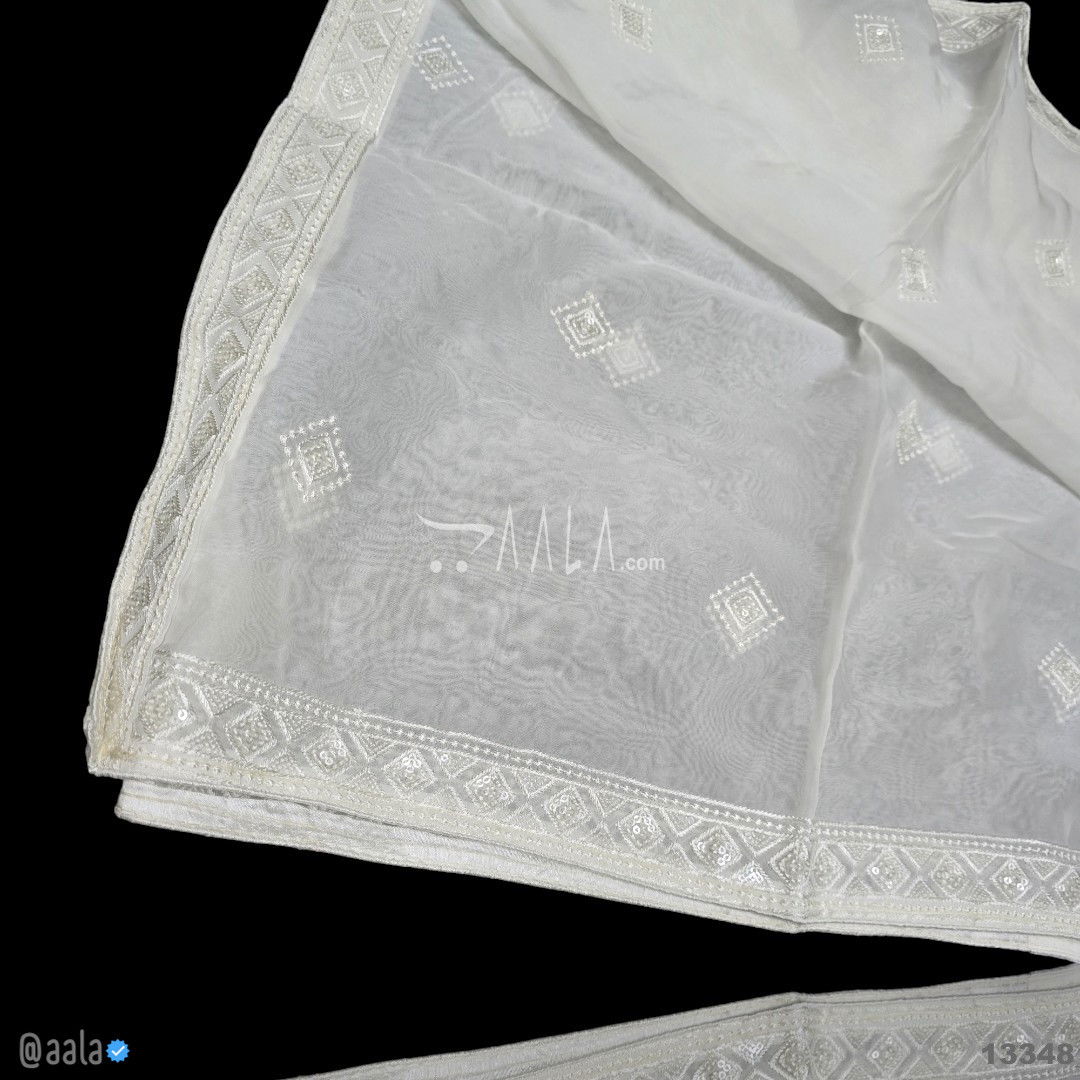 Embroidered Organza Viscose Dupatta-40-Inches DYEABLE 2.50-Metres #13348
