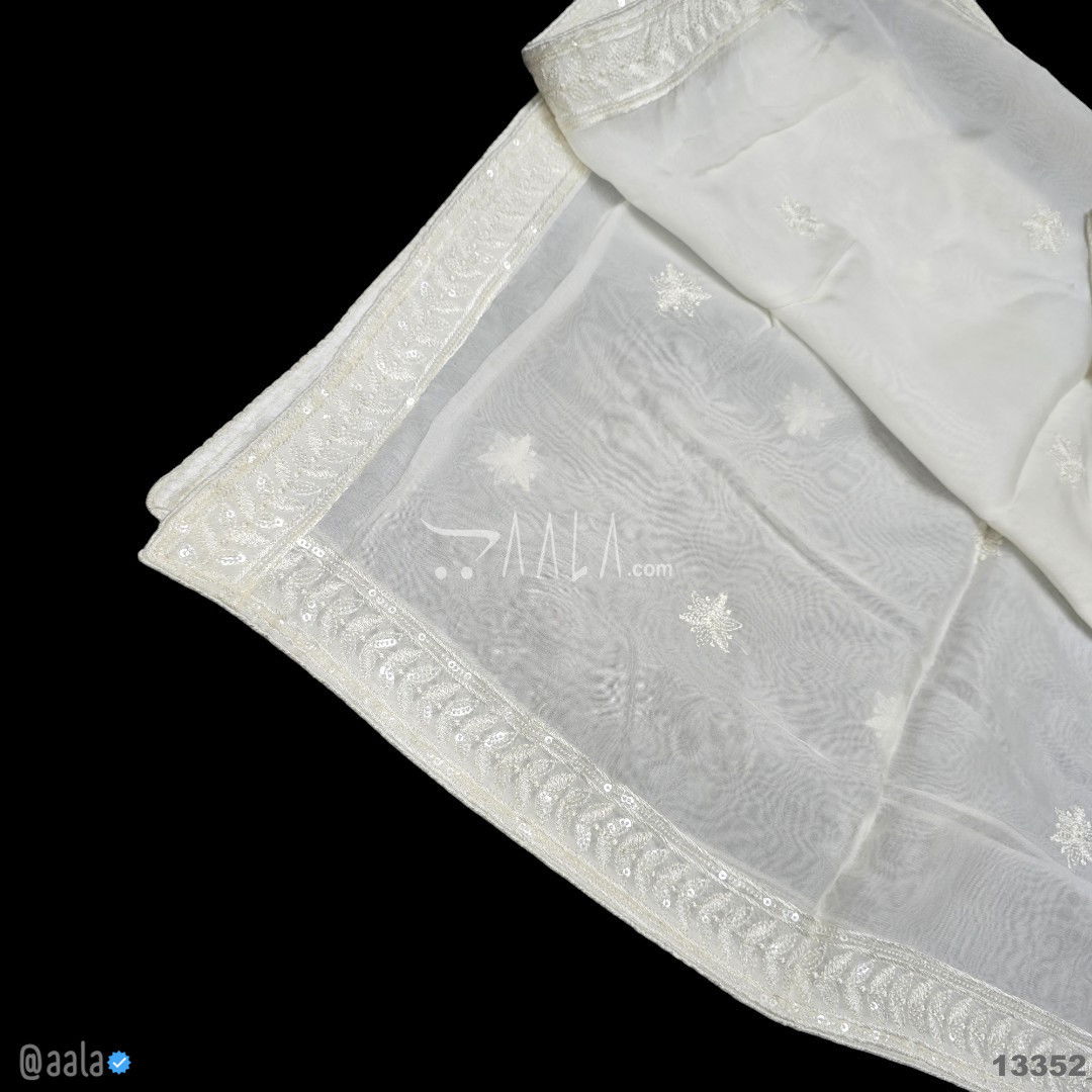 Embroidered Organza Viscose Dupatta-40-Inches DYEABLE 2.50-Metres #13352