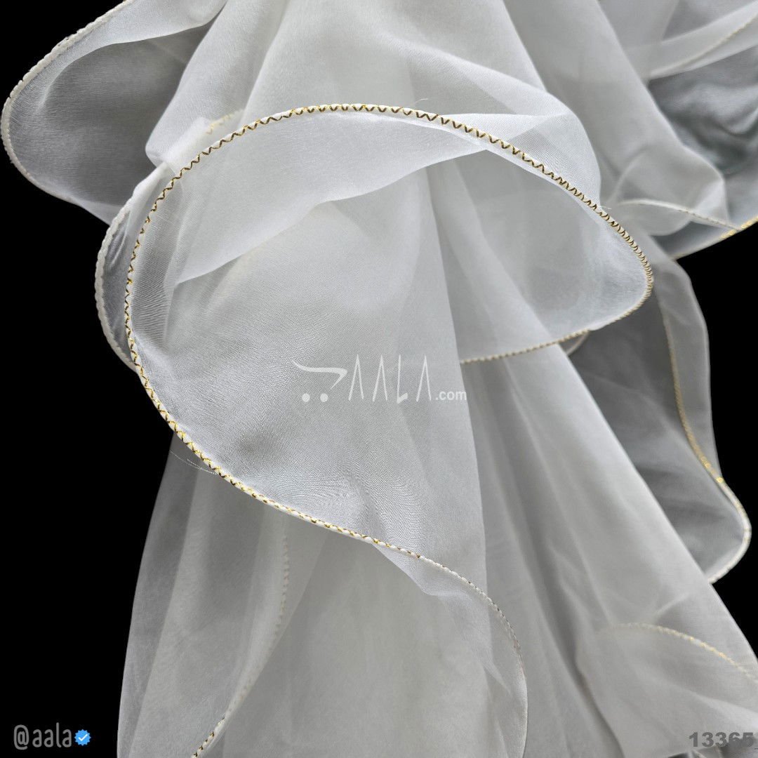 Ruffle-Gold-Biding Organza Nylon Dupatta-20-Inches DYEABLE 2.00-Metres #13365
