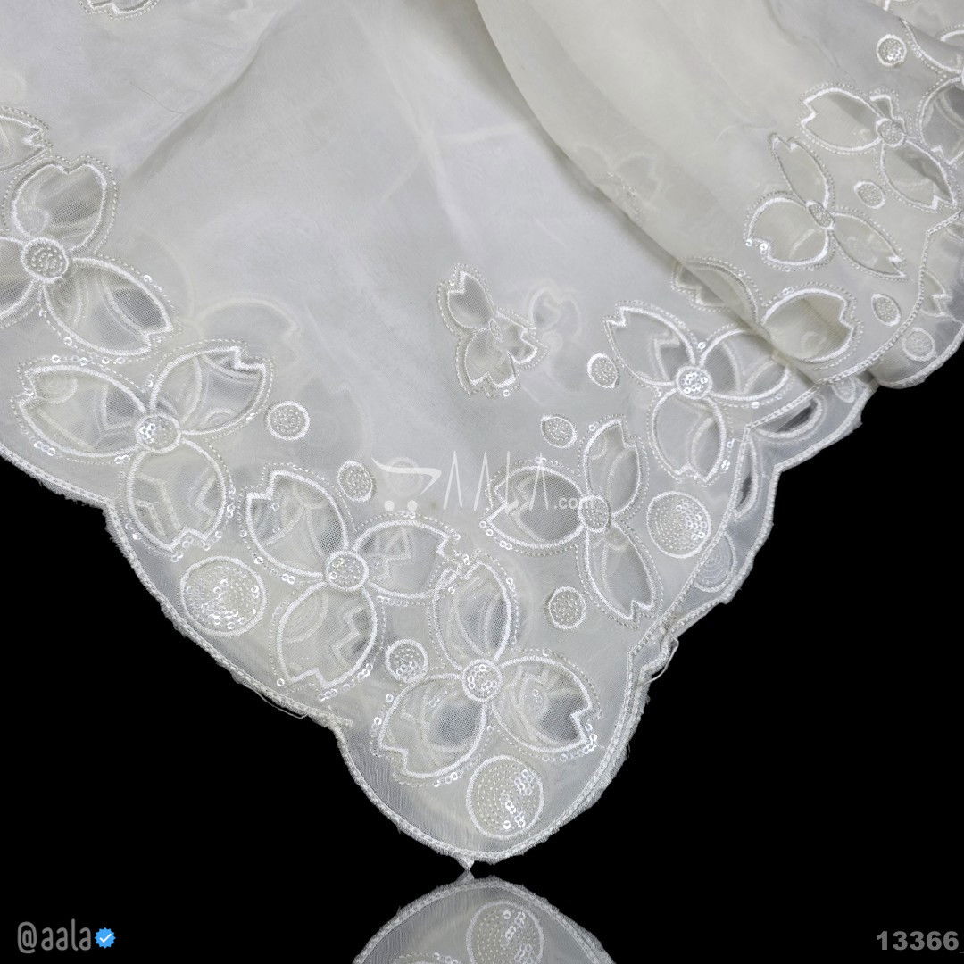 Cutwork-Sequins Organza Viscose Dupatta-36-Inches DYEABLE 2.50-Metres #13366