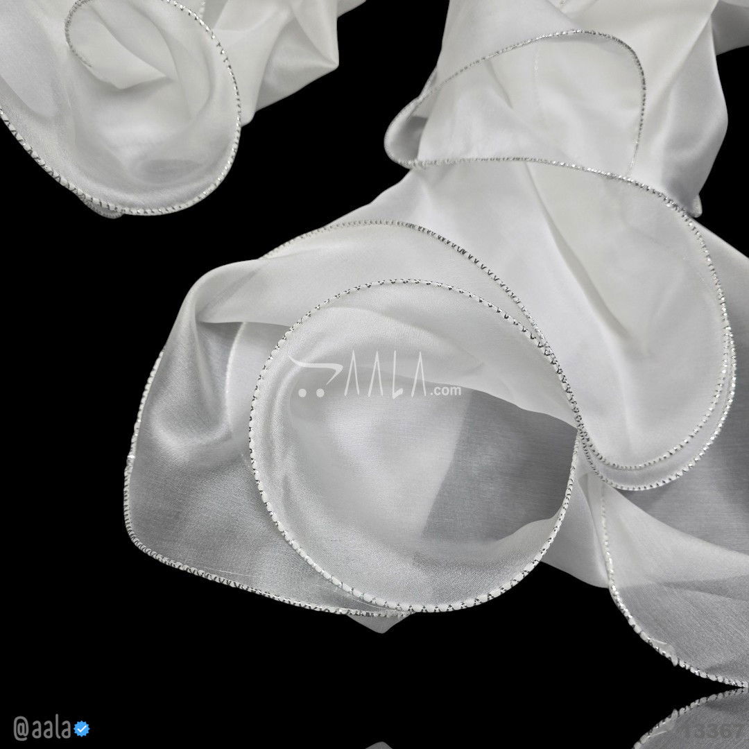 Ruffle-Silver-Biding Organza Nylon Dupatta-20-Inches DYEABLE 2.00-Metres #13367