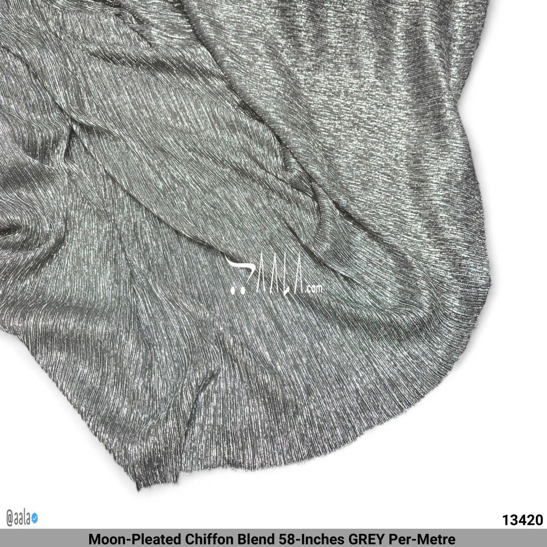 Moon-Pleated Chiffon Blend 58-Inches GREY Per-Metre #13420