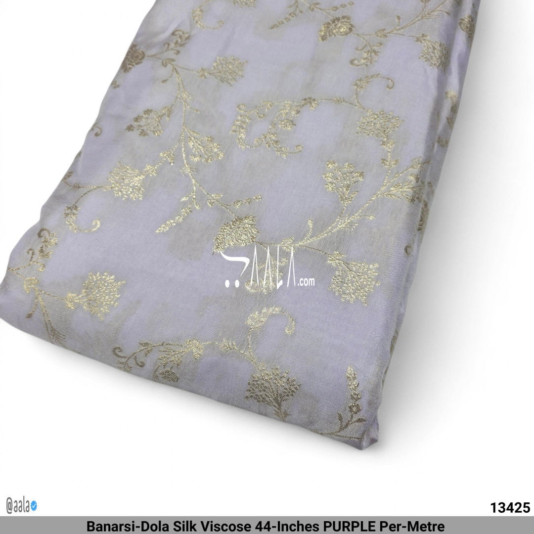 Banarsi-Dola Silk Viscose 44-Inches PURPLE Per-Metre #13425