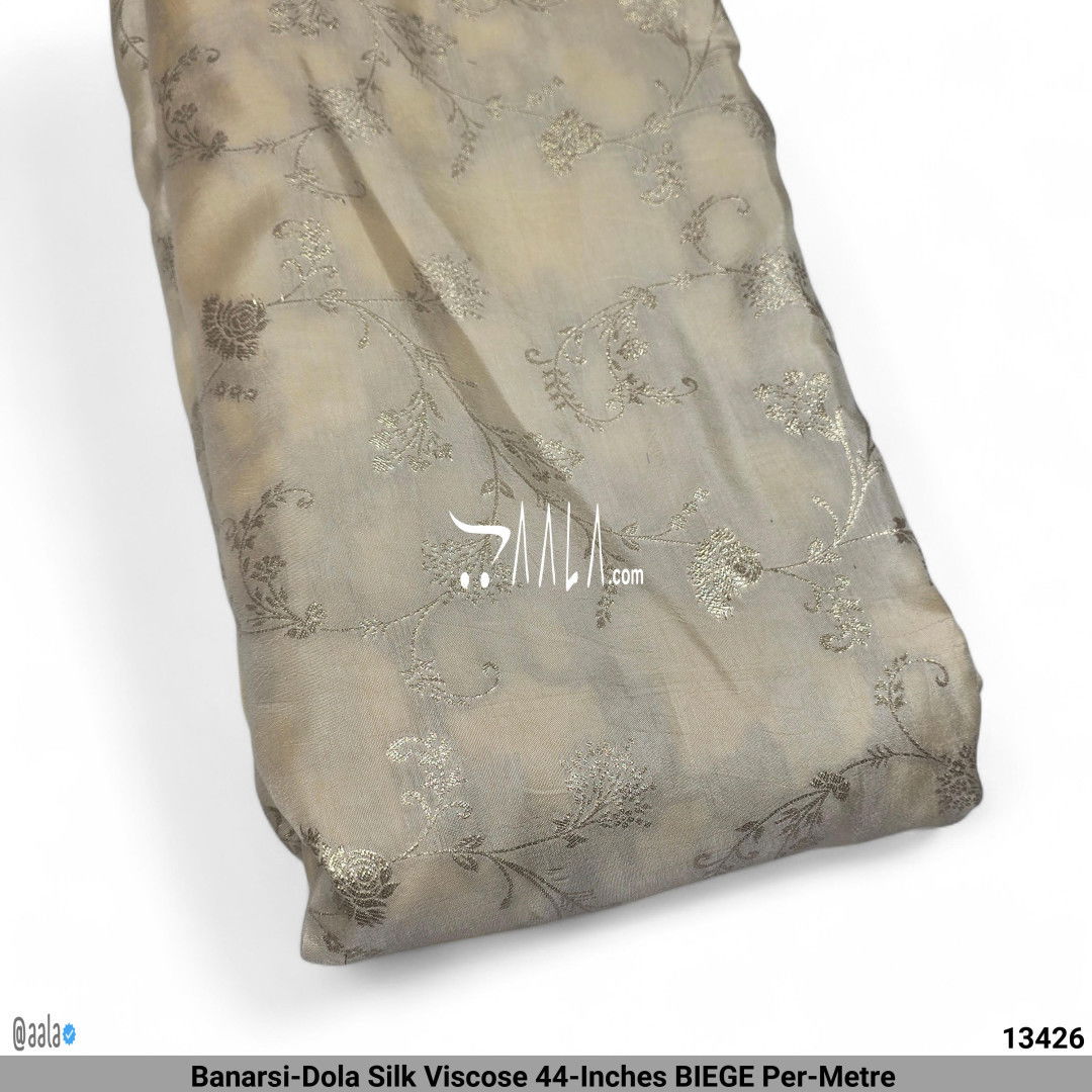Banarsi-Dola Silk Viscose 44-Inches BIEGE Per-Metre #13426