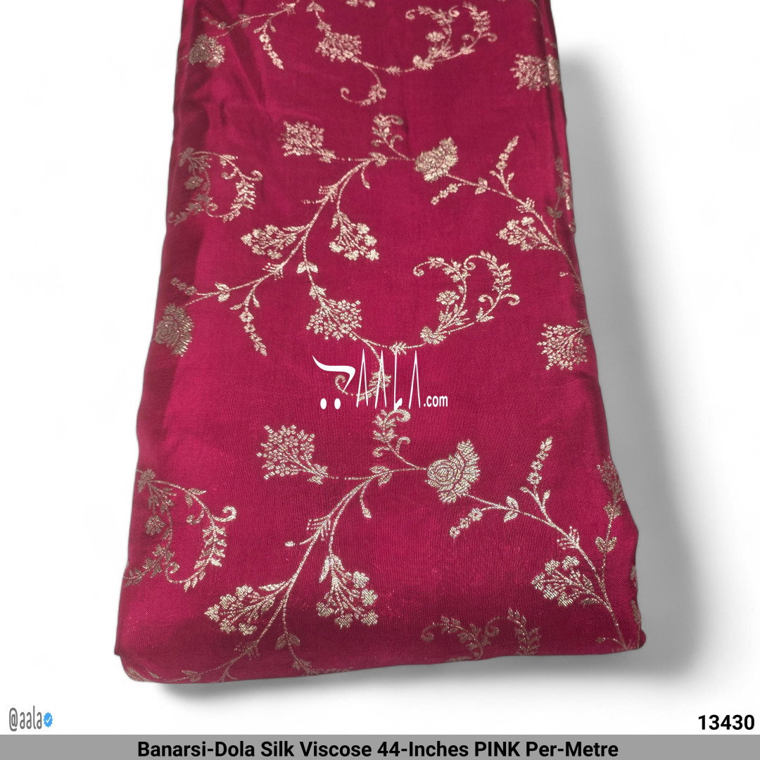 Banarsi-Dola Silk Viscose 44-Inches PINK Per-Metre 