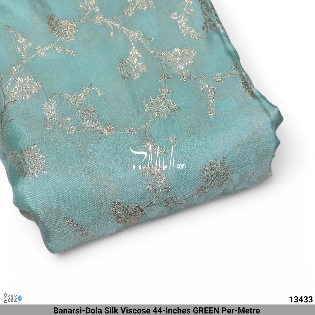 Banarsi-Dola Silk Viscose 44-Inches GREEN Per-Metre #13433