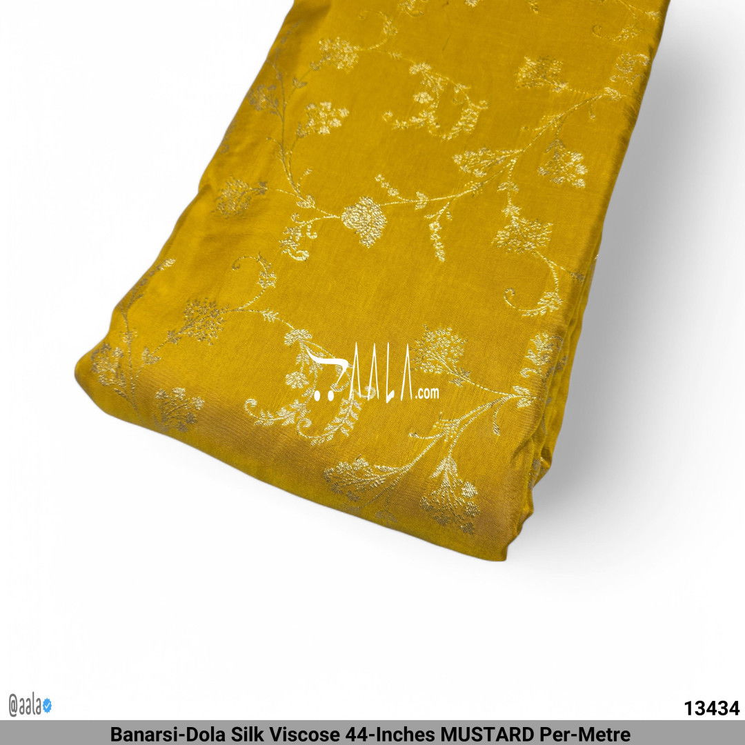 Banarsi-Dola Silk Viscose 44-Inches MUSTARD Per-Metre #13434