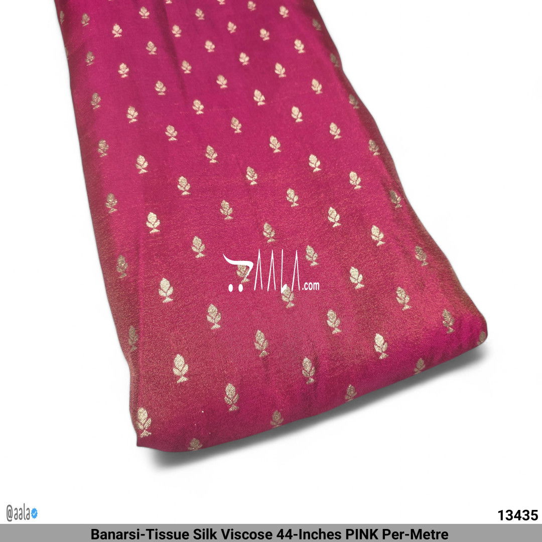 Banarsi-Tissue Silk Viscose 44-Inches PINK Per-Metre #13435