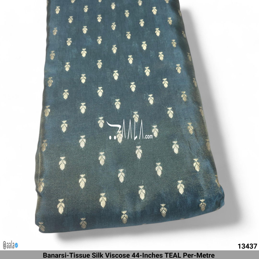 Banarsi-Tissue Silk Viscose 44-Inches TEAL Per-Metre #13437