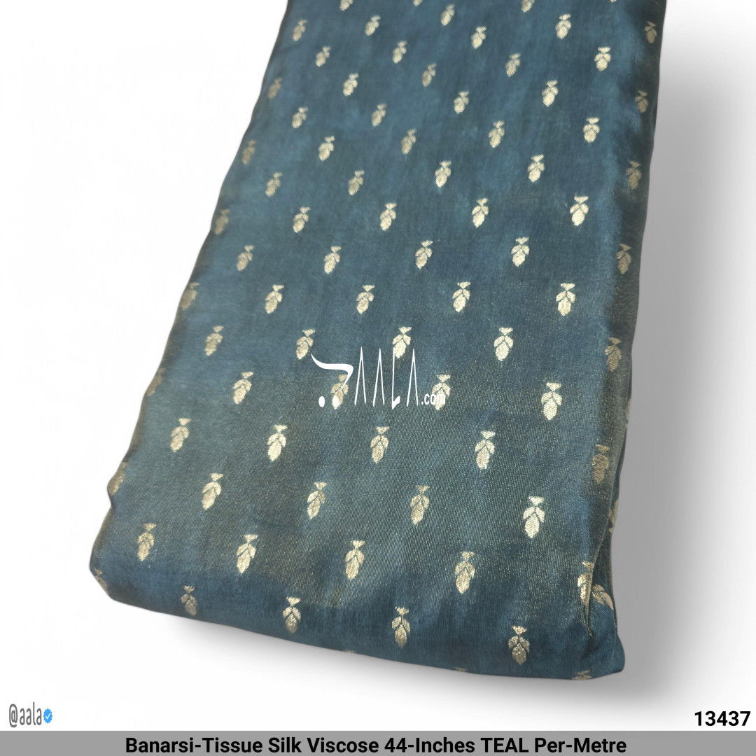 Banarsi-Tissue Silk Viscose 44-Inches TEAL Per-Metre #13437