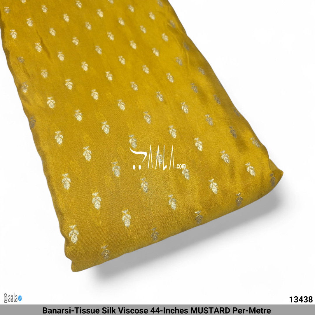 Banarsi-Tissue Silk Viscose 44-Inches MUSTARD Per-Metre #13438