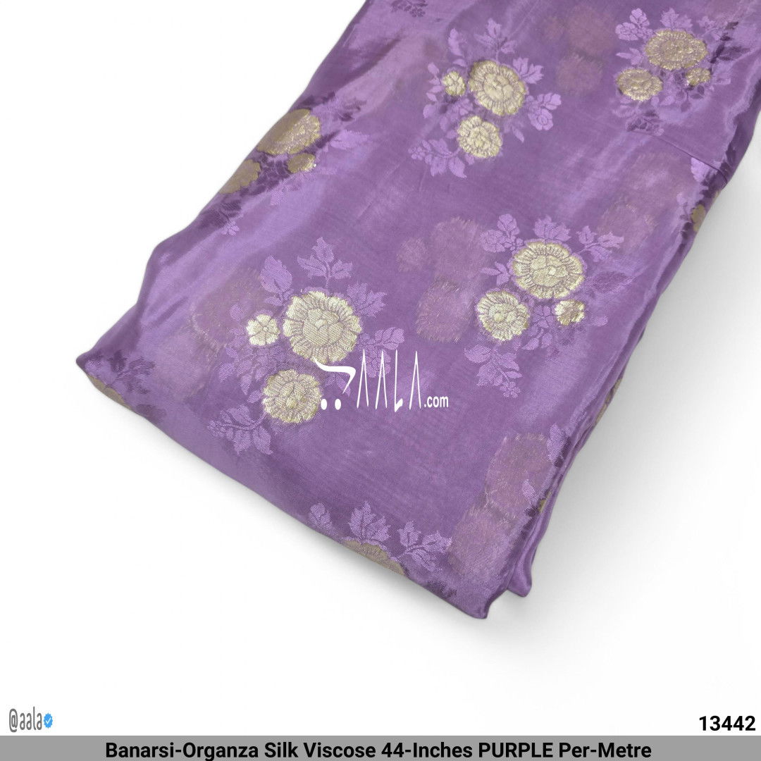 Banarsi-Organza Silk Viscose 44-Inches PURPLE Per-Metre #13442