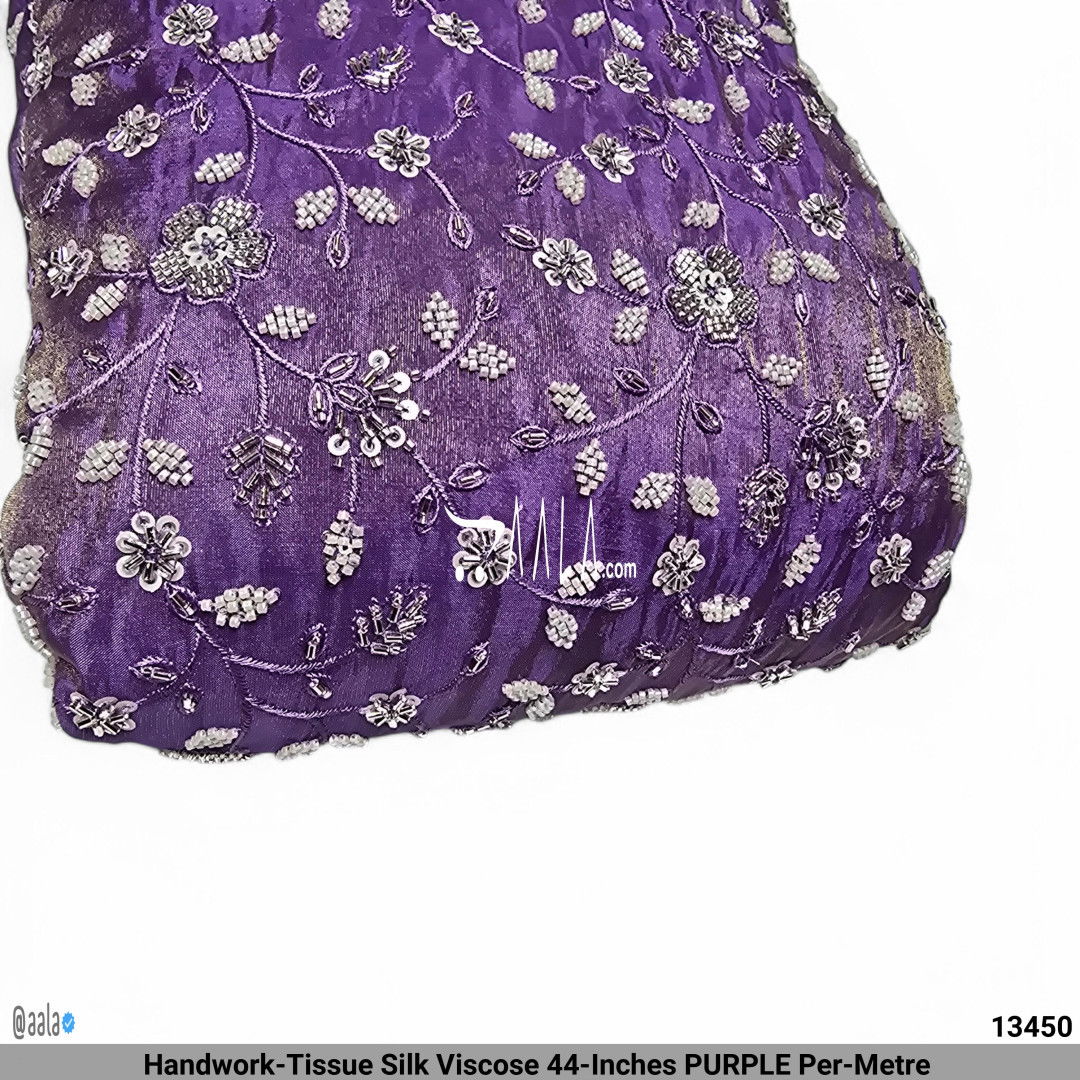 Handwork-Tissue Silk Viscose 44-Inches PURPLE Per-Metre #13450