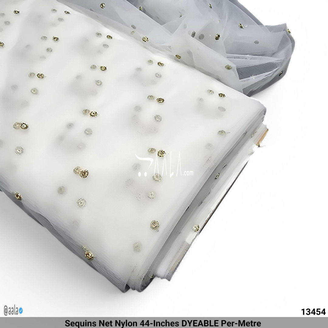 Sequins Net Nylon 44-Inches DYEABLE Per-Metre #13454