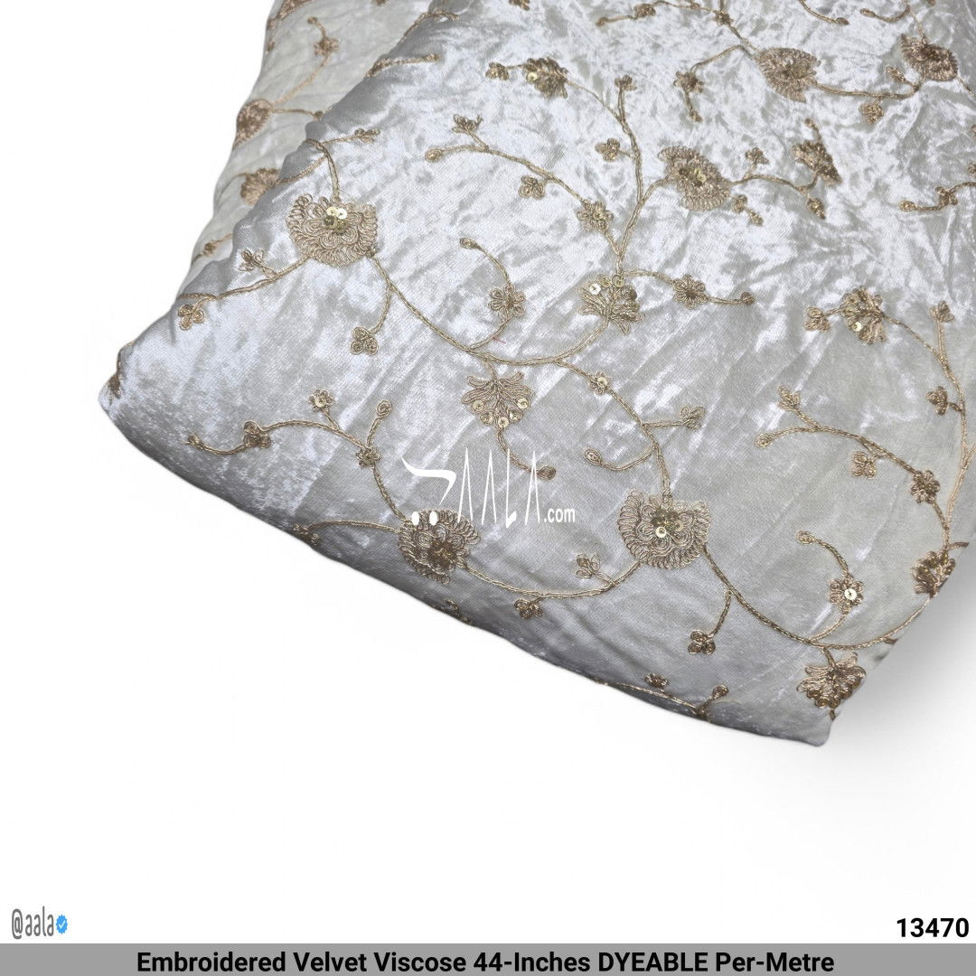 Embroidered Velvet Viscose 44-Inches DYEABLE Per-Metre #13470