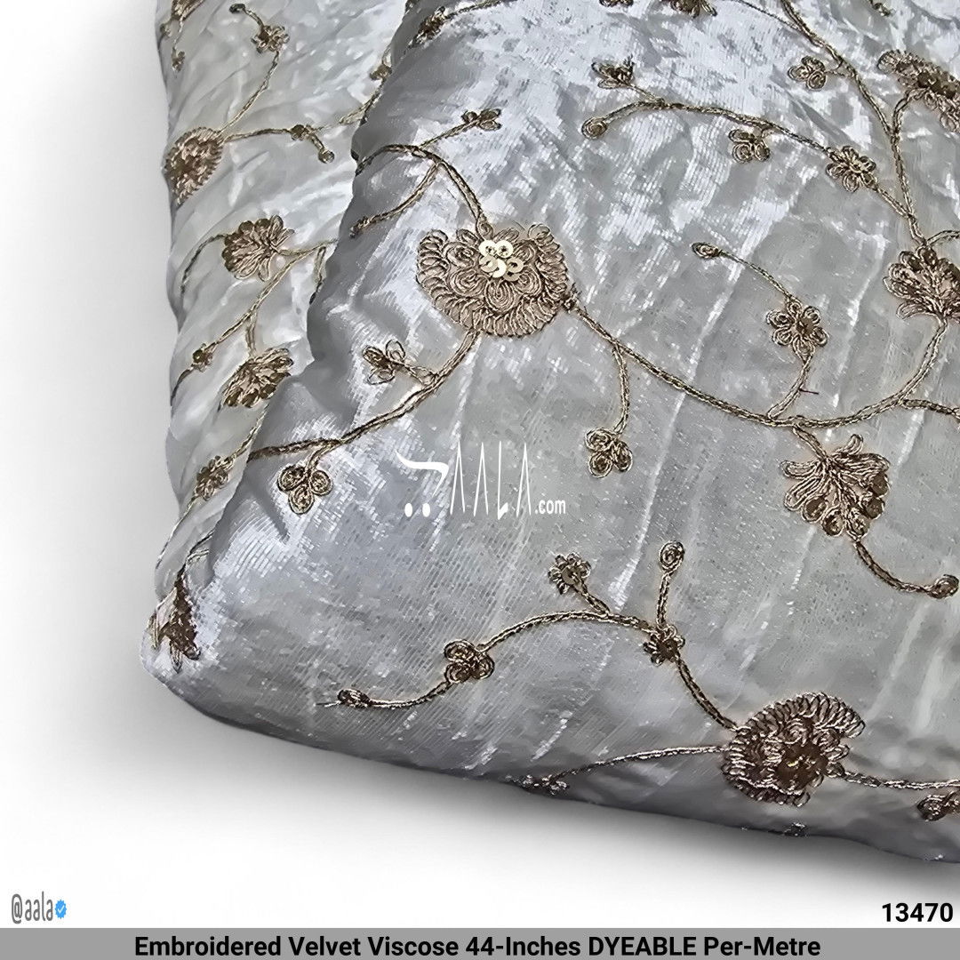 Embroidered Velvet Viscose 44-Inches DYEABLE Per-Metre #13470