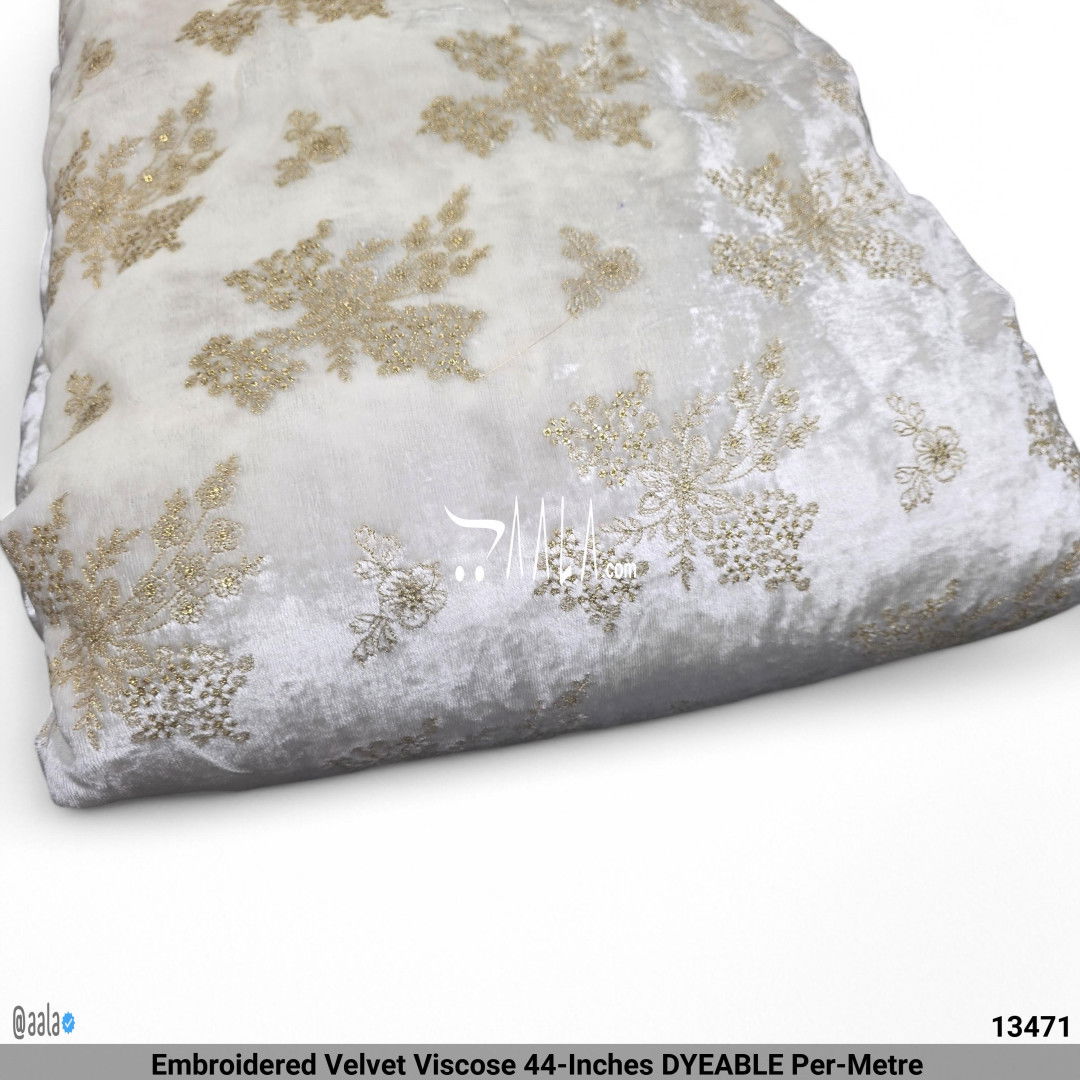 Embroidered Velvet Viscose 44-Inches DYEABLE Per-Metre #13471