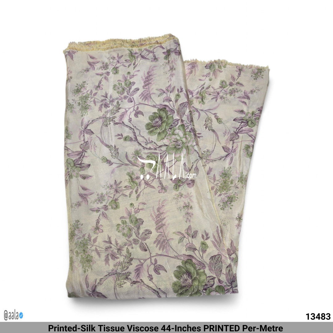 Printed-Silk Tissue Viscose 44-Inches PRINTED Per-Metre #13483