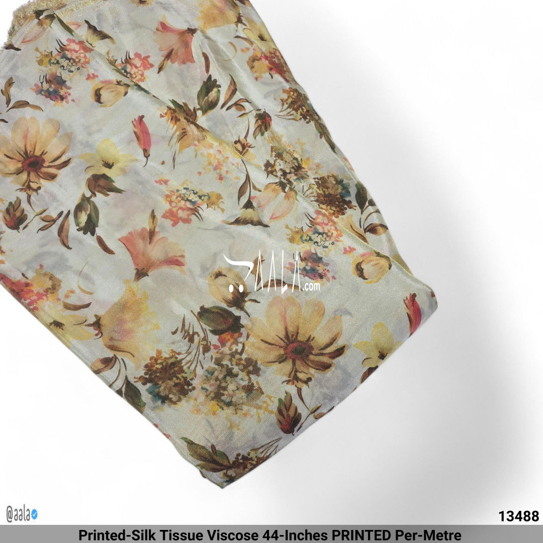 Printed-Silk Tissue Viscose 44-Inches PRINTED Per-Metre #13488