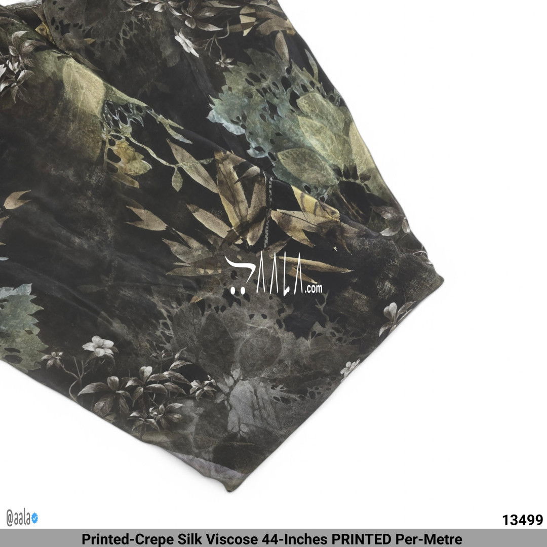 Printed-Crepe Silk Viscose 44-Inches PRINTED Per-Metre #13499