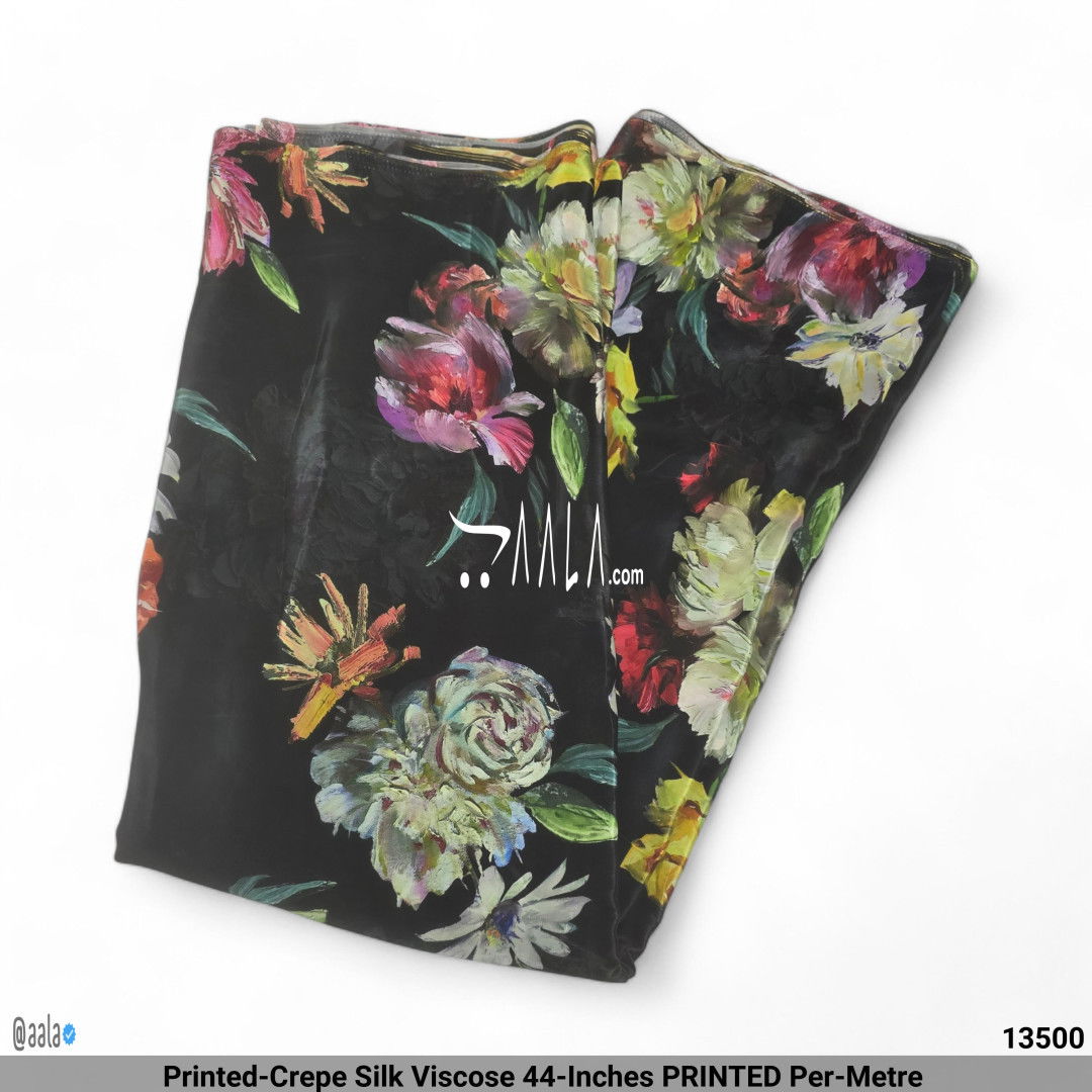 Printed-Crepe Silk Viscose 44-Inches PRINTED Per-Metre #13500