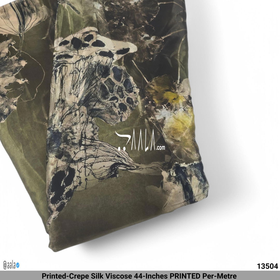 Printed-Crepe Silk Viscose 44-Inches PRINTED Per-Metre #13504