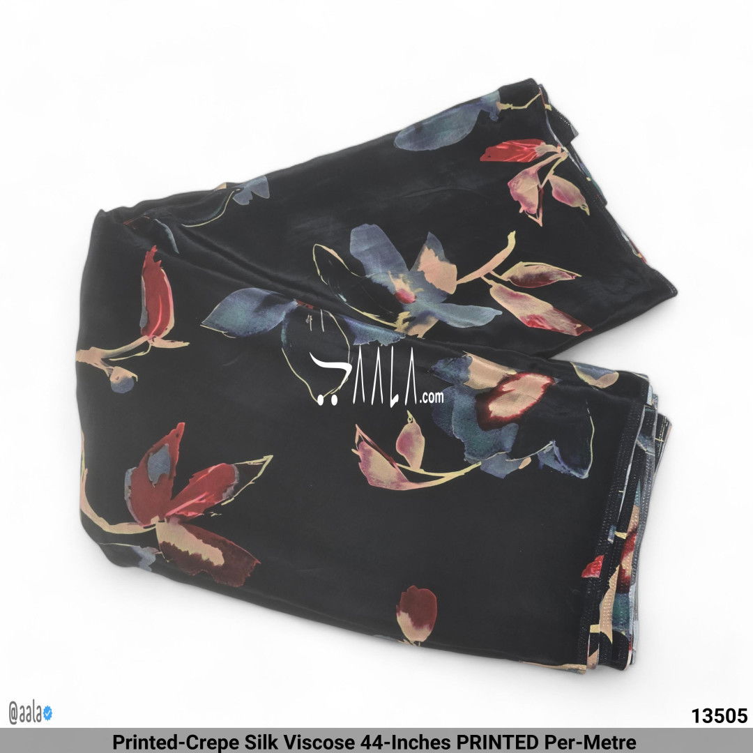 Printed-Crepe Silk Viscose 44-Inches PRINTED Per-Metre #13505