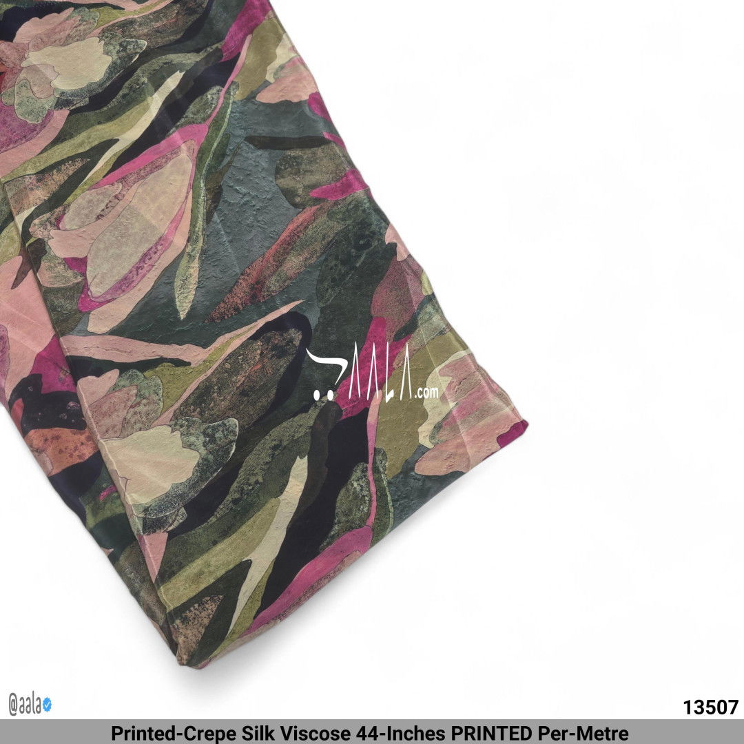 Printed-Crepe Silk Viscose 44-Inches PRINTED Per-Metre #13507