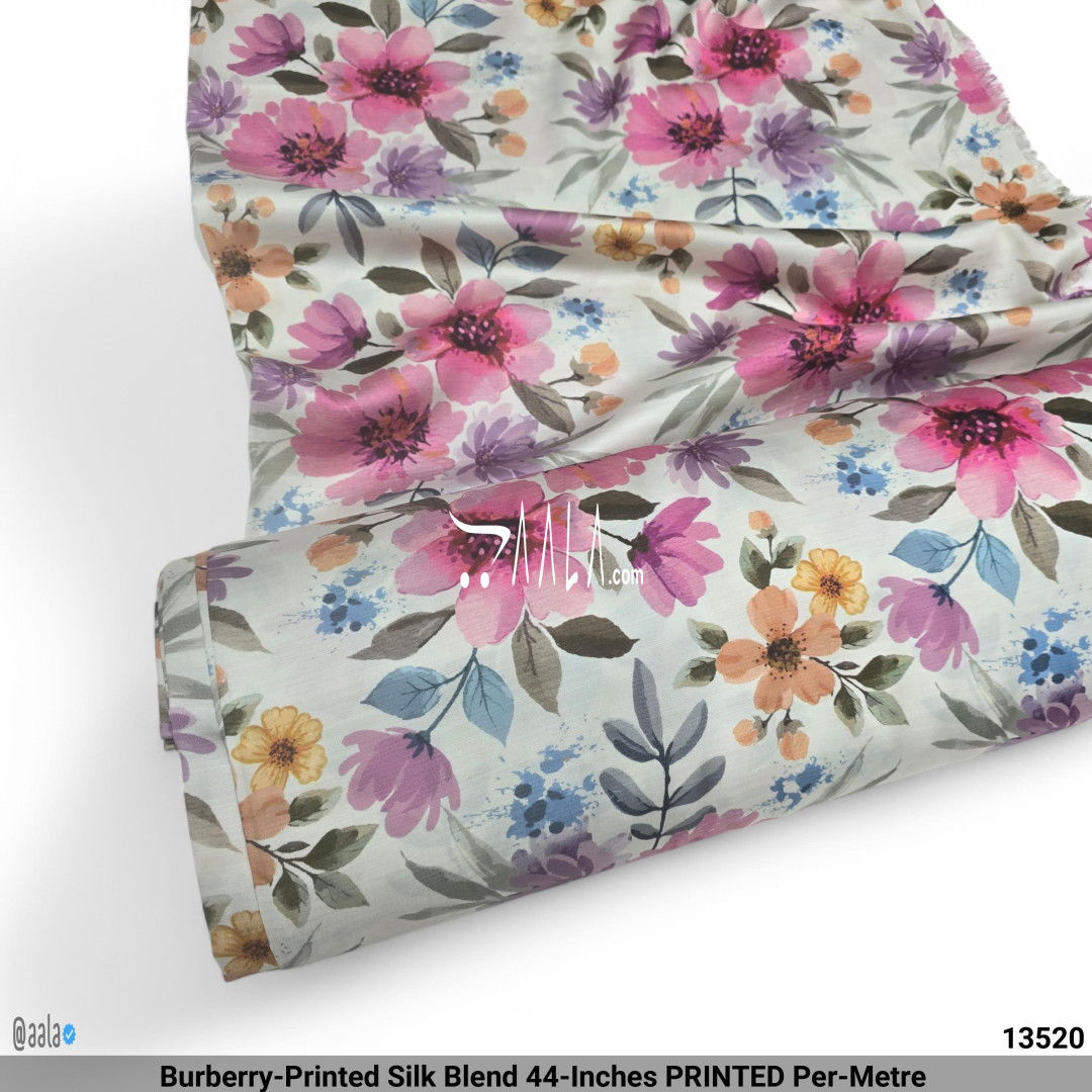 Burberry-Printed Silk Blend 44-Inches PRINTED Per-Metre #13520