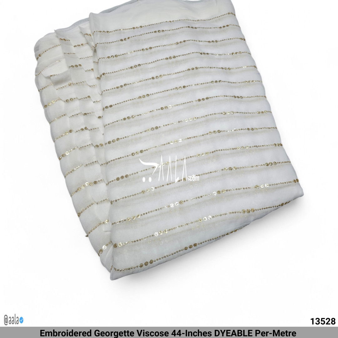 Embroidered Georgette Viscose 44-Inches DYEABLE Per-Metre #13528