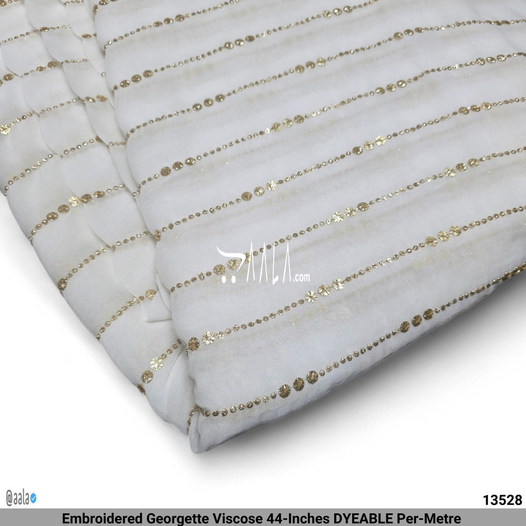 Embroidered Georgette Viscose 44-Inches DYEABLE Per-Metre #13528