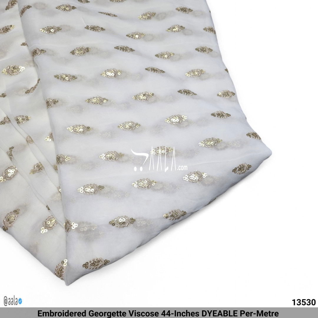 Embroidered Georgette Viscose 44-Inches DYEABLE Per-Metre #13530