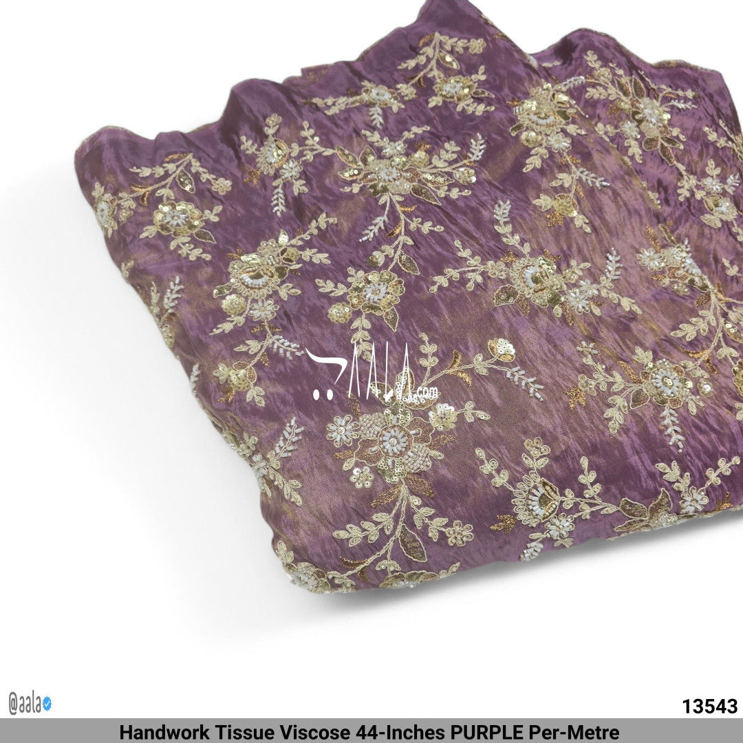 Handwork Tissue Viscose 44-Inches PURPLE Per-Metre #13543
